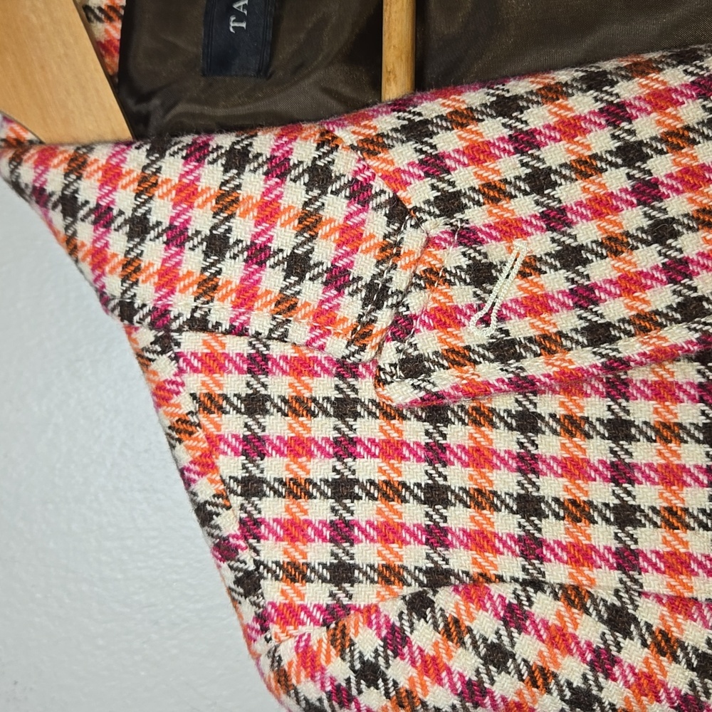 Talbots Shetland Wool Multi Color Plaid Elbow Patch Lined Blazer BWOT - Picture 2 of 13